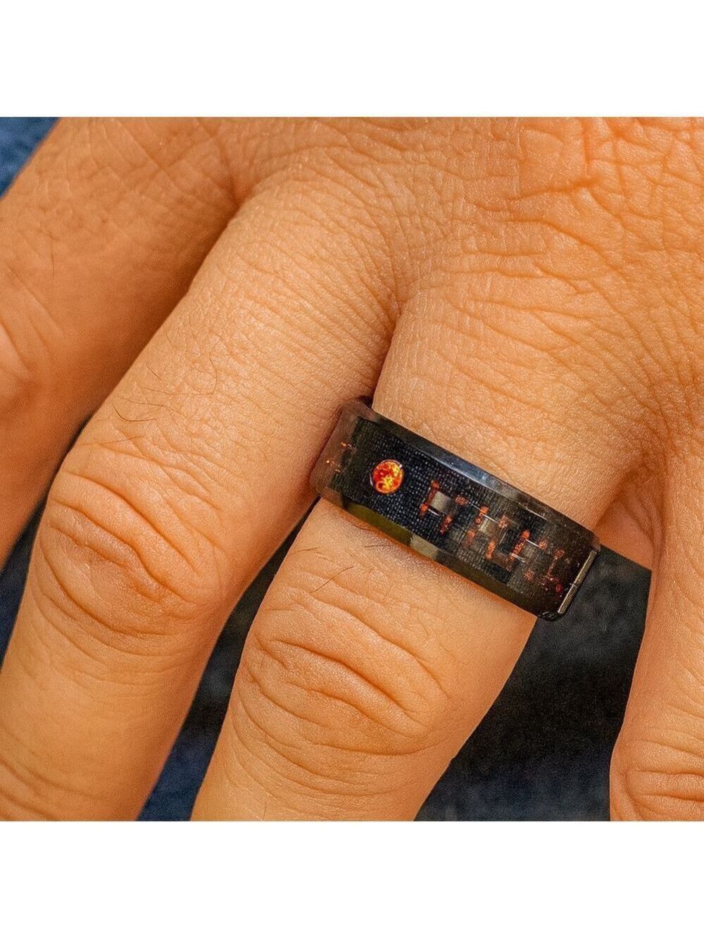 Black & Red Tungsten Carbide Ring, One Size 11
